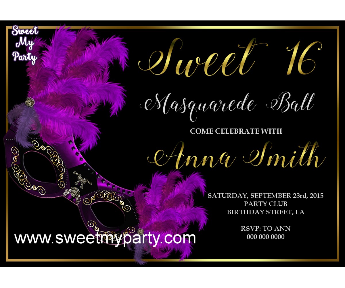 Sweet 16 Masquerade Party Invitation,Quinceanera Masquerade Party Invitation,Masquerade Party Invitation,(010swee)